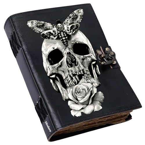 HINDORO Leder Gothic Journal Magical Skull Motte Spiral Notebook Mystery Moth Journal Grimoire Witchcraft Spellwork Journal Great for Halloween and Raven Lovers Aesthetic Leather Journal for Men and HINDORO Leder Gothic Journal Magical Skull Motte Spiral Notebook Mystery Moth Journal Grimoire Witchcraft Spellwork Journal Great for Halloween and Raven Lovers Aesthetic Leather Journal for Men and von Hindoro