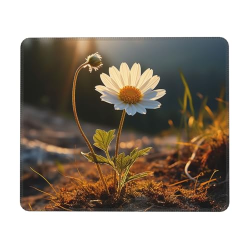 Hingor Elegantes Mauspad mit Gänseblümchen-Motiv und genähten Kanten, Premium-Textur-Mauspad, rutschfeste Gummiunterseite, Mauspad für Gaming-Laptop und Computer Hingor Elegantes Mauspad mit Gänseblümchen-Motiv und genähten Kanten, Premium-Textur-Mauspad, rutschfeste Gummiunterseite, Mauspad für Gaming-Laptop und Computer von Hingor