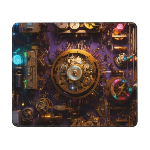 Hingor Gears Clock Bronze Century Print Mauspad mit genähten Kanten, Premium-Textur-Mauspad, rutschfeste Gummiunterseite, Mauspad für Gaming Laptop Computer von Hingor