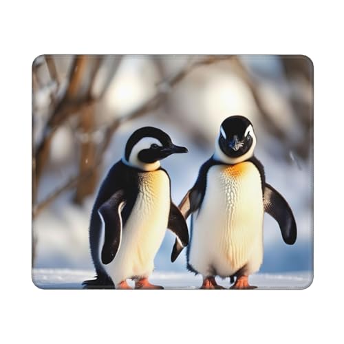 Hingor Mauspad, Motiv: Junge Pinguine mit Schnee-Aufdruck, personalisiertes Mauspad, wasserdichtes Mauspad, rutschfeste Gummiunterseite, Computer-Mauspads für kabellose Maus von Hingor