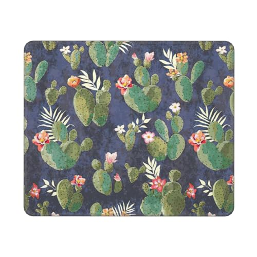 Hingor Mauspad mit Aquarell-Kaktus-Druck, personalisiertes Mauspad, wasserdichtes Mauspad, rutschfeste Gummiunterseite, Computer-Mauspads für kabellose Maus von Hingor