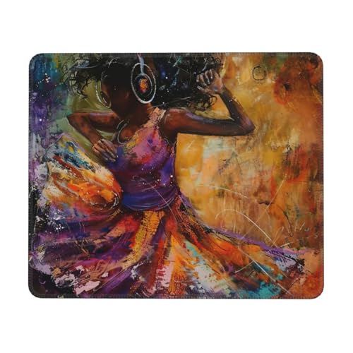 Hingor Mauspad mit Aufdruck "Dance With Music" mit genähten Kanten, Premium-Textur-Mauspad, rutschfeste Gummiunterseite, Mauspad für Gaming, Laptop, Computer von Hingor