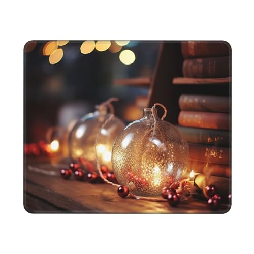 Hingor Mauspad mit Aufdruck "Merry Christmas", personalisiertes Mauspad, wasserdichtes Mauspad, rutschfeste Gummiunterseite, Computer-Mauspads für kabellose Maus von Hingor