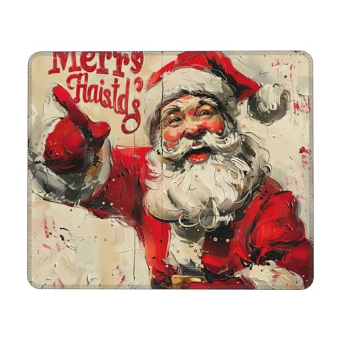 Hingor Mauspad mit Aufschrift "Merry Christmas" mit genähten Kanten, Premium-Textur-Mauspad, rutschfeste Gummiunterseite, Mauspad für Gaming-Laptop und Computer von Hingor