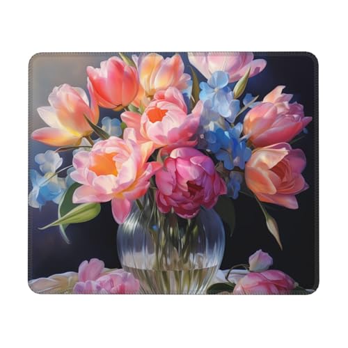 Hingor Mauspad mit Blumenmotiv und genähten Kanten, Premium-Textur-Mauspad, rutschfeste Gummiunterseite, Mauspad für Gaming-Laptop und Computer Hingor Mauspad mit Blumenmotiv und genähten Kanten, Premium-Textur-Mauspad, rutschfeste Gummiunterseite, Mauspad für Gaming-Laptop und Computer von Hingor