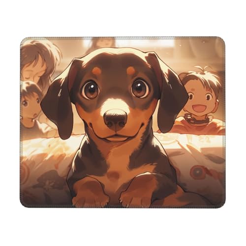 Hingor Mauspad mit Dackel-Motiv, mit genähten Kanten, Premium-Textur-Mauspad, rutschfeste Gummiunterseite, Mauspad für Gaming, Laptop, Computer Hingor Mauspad mit Dackel-Motiv, mit genähten Kanten, Premium-Textur-Mauspad, rutschfeste Gummiunterseite, Mauspad für Gaming, Laptop, Computer von Hingor