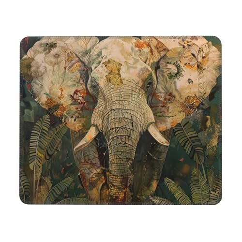 Hingor Mauspad mit Elefanten-Aufdruck, genähte Kanten, Premium-Textur-Mauspad, rutschfeste Gummiunterseite, Mauspad für Gaming-Laptop, Computer Hingor Mauspad mit Elefanten-Aufdruck, genähte Kanten, Premium-Textur-Mauspad, rutschfeste Gummiunterseite, Mauspad für Gaming-Laptop, Computer von Hingor