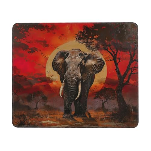 Hingor Mauspad mit Elefanten-Sonnenuntergang-Druck, mit genähten Kanten, Premium-Textur-Mauspad, rutschfeste Gummiunterseite, Mauspad für Gaming-Laptop und Computer Hingor Mauspad mit Elefanten-Sonnenuntergang-Druck, mit genähten Kanten, Premium-Textur-Mauspad, rutschfeste Gummiunterseite, Mauspad für Gaming-Laptop und Computer von Hingor