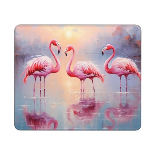 Hingor Mauspad mit Flamingo-Druck, personalisiertes Mauspad, wasserdichtes Mauspad, rutschfeste Gummiunterseite, Computer-Mauspads für kabellose Maus von Hingor