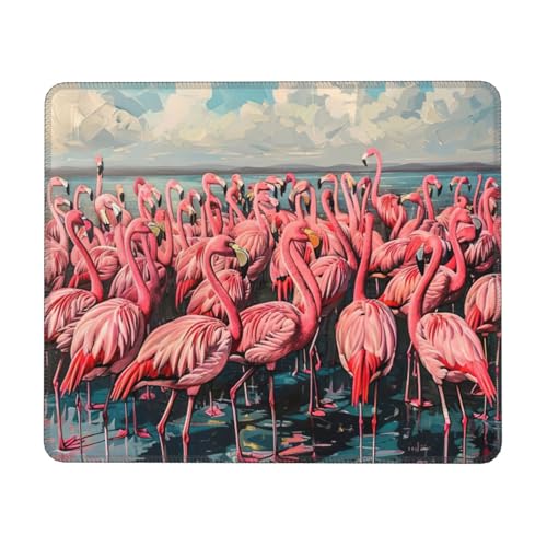 Hingor Mauspad mit Flamingo-Druck und genähten Kanten, Premium-Textur-Mauspad, rutschfeste Gummiunterseite, Mauspad für Gaming, Laptop, Computer Hingor Mauspad mit Flamingo-Druck und genähten Kanten, Premium-Textur-Mauspad, rutschfeste Gummiunterseite, Mauspad für Gaming, Laptop, Computer von Hingor