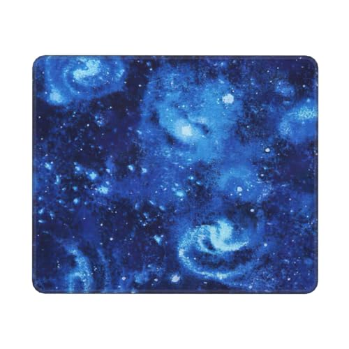 Hingor Mauspad mit Galaxie-Druck, blaues Universum, Büro, Zuhause, personalisiertes Mauspad, wasserdichtes Mauspad, rutschfeste Gummiunterseite, Computer-Mauspads für kabellose Maus von Hingor