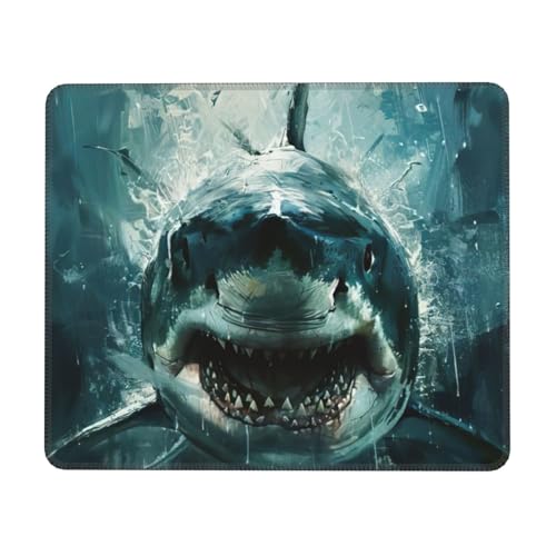 Hingor Mauspad mit Hai-Aufdruck und genähten Kanten, Premium-Textur-Mauspad, rutschfeste Gummiunterseite, Mauspad für Gaming-Laptop und Computer Hingor Mauspad mit Hai-Aufdruck und genähten Kanten, Premium-Textur-Mauspad, rutschfeste Gummiunterseite, Mauspad für Gaming-Laptop und Computer von Hingor