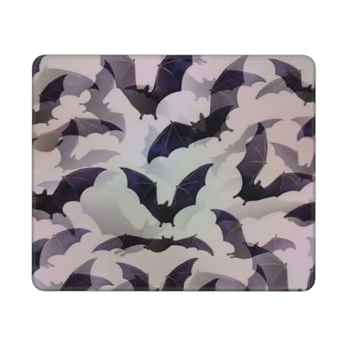 Hingor Mauspad mit Halloween-Fledermaus-Druck, für Büro und Zuhause, personalisierbar, wasserdichtes Mauspad, rutschfeste Gummiunterseite, Computer-Mauspads für kabellose Maus von Hingor