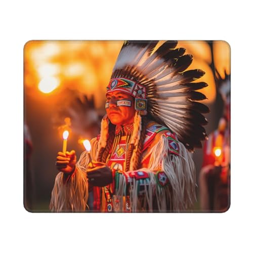 Hingor Mauspad mit Indianerstämmen, personalisiertes Mauspad, wasserdichtes Mauspad, rutschfeste Gummiunterseite, Computer-Mauspads für kabellose Maus von Hingor