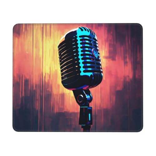 Hingor Mauspad mit Mikrofon mit Musiknoten-Druck, mit genähten Kanten, Premium-Textur-Mauspad, rutschfeste Gummiunterseite, Mauspad für Gaming-Laptop, Computer Hingor Mauspad mit Mikrofon mit Musiknoten-Druck, mit genähten Kanten, Premium-Textur-Mauspad, rutschfeste Gummiunterseite, Mauspad für Gaming-Laptop, Computer von Hingor