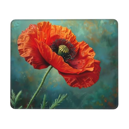 Hingor Mauspad mit Mohnblumen-Druck und genähten Kanten, Premium-Textur-Mauspad, rutschfeste Gummiunterseite, Mauspad für Gaming-Laptop, Computer Hingor Mauspad mit Mohnblumen-Druck und genähten Kanten, Premium-Textur-Mauspad, rutschfeste Gummiunterseite, Mauspad für Gaming-Laptop, Computer von Hingor
