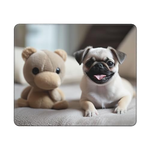Hingor Mauspad mit Mopsmuster, personalisiertes Mauspad, für Büro und Zuhause, wasserdichtes Mauspad, rutschfeste Gummiunterseite, Computer-Mauspads für kabellose Maus von Hingor