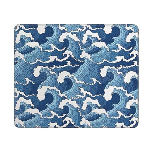 Hingor Mauspad mit Motiv "Stormy Sea Print", personalisiertes Mauspad, wasserdichtes Mauspad, rutschfeste Gummiunterseite, Computer-Mauspads für kabellose Maus von Hingor