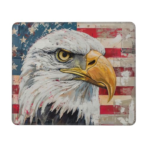 Hingor Mauspad mit Patriotischem Adleraufdruck, mit genähten Kanten, Premium-Textur-Mauspad, rutschfeste Gummiunterseite, Mauspad für Gaming-Laptop, Computer Hingor Mauspad mit Patriotischem Adleraufdruck, mit genähten Kanten, Premium-Textur-Mauspad, rutschfeste Gummiunterseite, Mauspad für Gaming-Laptop, Computer von Hingor
