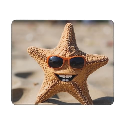 Hingor Mauspad mit Seestern und Sonnenbrille, personalisiertes Mauspad, wasserdichtes Mauspad, rutschfeste Gummiunterseite, Computer-Mauspads für kabellose Maus Hingor Mauspad mit Seestern und Sonnenbrille, personalisiertes Mauspad, wasserdichtes Mauspad, rutschfeste Gummiunterseite, Computer-Mauspads für kabellose Maus von Hingor