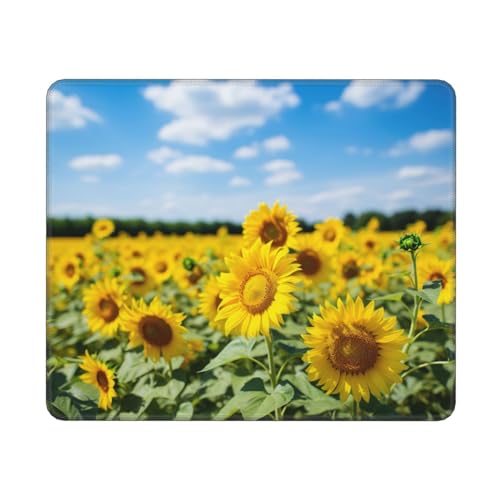 Hingor Mauspad mit Sonnenblumen-Druck, personalisiertes Mauspad, wasserdichtes Mauspad, rutschfeste Gummiunterseite, Computer-Mauspads für kabellose Maus von Hingor