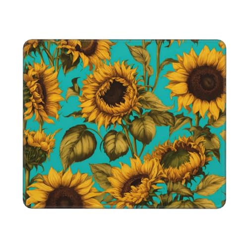 Hingor Mauspad mit Sonnenblumen-Druck, personalisiertes Mauspad, wasserdichtes Mauspad, rutschfeste Gummiunterseite, Computer-Mauspads für kabellose Maus von Hingor