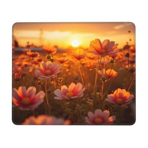 Hingor Mauspad mit Sonnenuntergang-Blumenfeld-Druck mit genähten Kanten, Premium-Textur-Mauspad, rutschfeste Gummiunterseite, Mauspad für Gaming-Laptop und Computer Hingor Mauspad mit Sonnenuntergang-Blumenfeld-Druck mit genähten Kanten, Premium-Textur-Mauspad, rutschfeste Gummiunterseite, Mauspad für Gaming-Laptop und Computer von Hingor