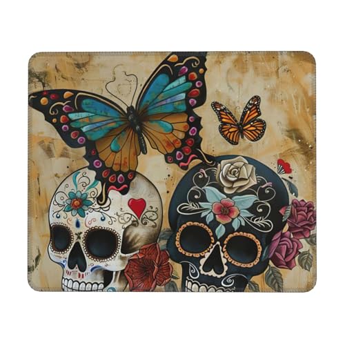 Hingor Mauspad mit Totenkopf-Motiv und Schmetterlings-Aufdruck, mit genähten Kanten, Premium-Textur-Mauspad, rutschfeste Gummiunterseite, Mauspad für Gaming, Laptop, Computer Hingor Mauspad mit Totenkopf-Motiv und Schmetterlings-Aufdruck, mit genähten Kanten, Premium-Textur-Mauspad, rutschfeste Gummiunterseite, Mauspad für Gaming, Laptop, Computer von Hingor