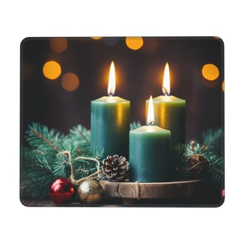 Hingor Mauspad mit Weihnachtsbäumen und Kerzen, genähte Kanten, Premium-Textur-Mauspad, rutschfeste Gummiunterseite, Mauspad für Gaming-Laptop und Computer Hingor Mauspad mit Weihnachtsbäumen und Kerzen, genähte Kanten, Premium-Textur-Mauspad, rutschfeste Gummiunterseite, Mauspad für Gaming-Laptop und Computer von Hingor