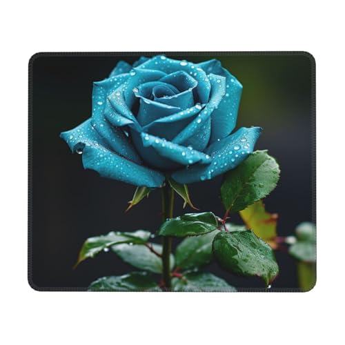 Hingor Mauspad mit blauem Rosenmuster und genähten Kanten, Premium-Textur-Mauspad, rutschfeste Gummiunterseite, Mauspad für Gaming, Laptop, Computer Hingor Mauspad mit blauem Rosenmuster und genähten Kanten, Premium-Textur-Mauspad, rutschfeste Gummiunterseite, Mauspad für Gaming, Laptop, Computer von Hingor