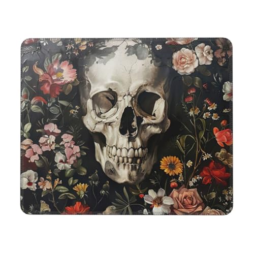 Hingor Mauspad mit floralem Totenkopf-Druck und genähten Kanten, Premium-Textur-Mauspad, rutschfeste Gummiunterseite, Mauspad für Gaming-Laptop und Computer Hingor Mauspad mit floralem Totenkopf-Druck und genähten Kanten, Premium-Textur-Mauspad, rutschfeste Gummiunterseite, Mauspad für Gaming-Laptop und Computer von Hingor