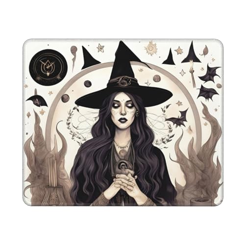Hingor Mauspad mit magischer Hexe, Bohemian-Zeichnung, für Büro, Zuhause, personalisiertes Mauspad, wasserdichtes Mauspad, rutschfeste Gummiunterseite, Computer-Mauspads für kabellose Maus von Hingor