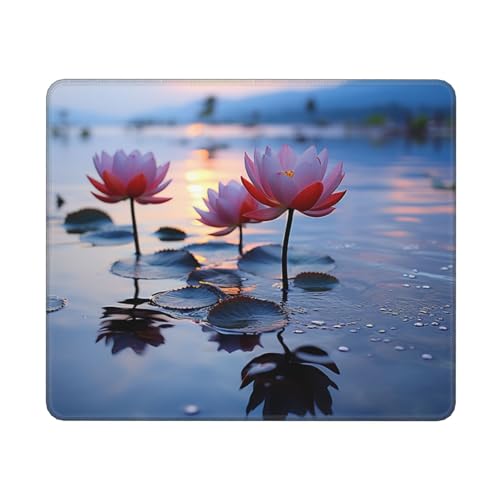 Hingor Mauspad mit rosa Lotusdruck, personalisiertes Mauspad, wasserdichtes Mauspad, rutschfeste Gummiunterseite, Computer-Mauspads für kabellose Maus von Hingor