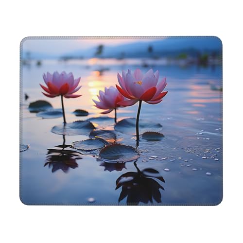 Hingor Mauspad mit rosa Lotusdruck mit genähten Kanten, Premium-Textur-Mauspad, rutschfeste Gummiunterseite, Mauspad für Gaming-Laptop und Computer Hingor Mauspad mit rosa Lotusdruck mit genähten Kanten, Premium-Textur-Mauspad, rutschfeste Gummiunterseite, Mauspad für Gaming-Laptop und Computer von Hingor