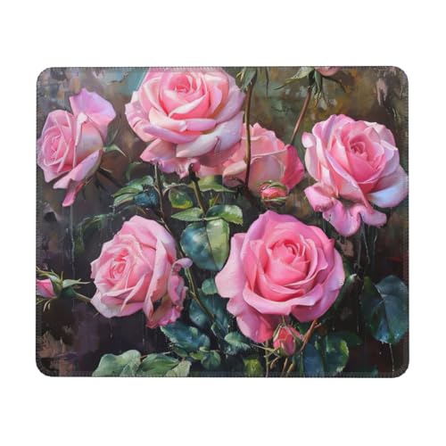 Hingor Mauspad mit rosa frischen Rosen und genähten Kanten, Premium-Textur-Mauspad, rutschfeste Gummiunterseite, Mauspad für Gaming Laptop Computer Hingor Mauspad mit rosa frischen Rosen und genähten Kanten, Premium-Textur-Mauspad, rutschfeste Gummiunterseite, Mauspad für Gaming Laptop Computer von Hingor