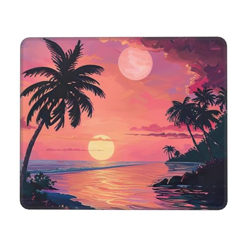 Hingor Mauspad mit tropischem Sonnenuntergang und genähten Kanten, Premium-Textur-Mauspad, rutschfeste Gummiunterseite, Mauspad für Gaming, Laptop, Computer Hingor Mauspad mit tropischem Sonnenuntergang und genähten Kanten, Premium-Textur-Mauspad, rutschfeste Gummiunterseite, Mauspad für Gaming, Laptop, Computer von Hingor