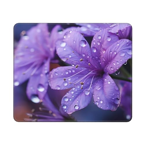 Hingor Mauspad mit violettem Blumendruck, personalisiertes Mauspad, wasserdichtes Mauspad, rutschfeste Gummiunterseite, Computer-Mauspads für kabellose Maus von Hingor