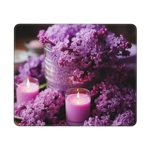 Hingor Mauspad mit violetten Blumen und Kerzen, personalisiertes Mauspad, wasserdichtes Mauspad, rutschfeste Gummiunterseite, Computer-Mauspads für kabellose Maus Hingor Mauspad mit violetten Blumen und Kerzen, personalisiertes Mauspad, wasserdichtes Mauspad, rutschfeste Gummiunterseite, Computer-Mauspads für kabellose Maus von Hingor
