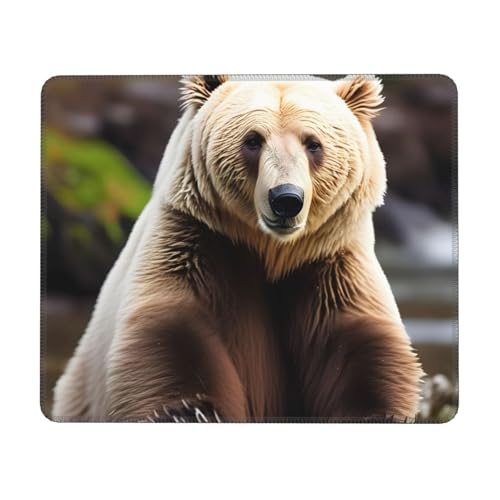 Hingor Mauspad mit weißem Bär, brauner Bären-Druck, mit genähten Kanten, Premium-Textur-Mauspad, rutschfeste Gummiunterseite, Mauspad für Gaming-Laptop, Computer Hingor Mauspad mit weißem Bär, brauner Bären-Druck, mit genähten Kanten, Premium-Textur-Mauspad, rutschfeste Gummiunterseite, Mauspad für Gaming-Laptop, Computer von Hingor