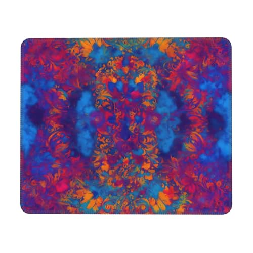 Mauspad mit Batikmuster und genähten Kanten, Premium-Textur-Mauspad, rutschfeste Gummiunterseite, Mauspad für Gaming, Laptop, Computer von Hingor