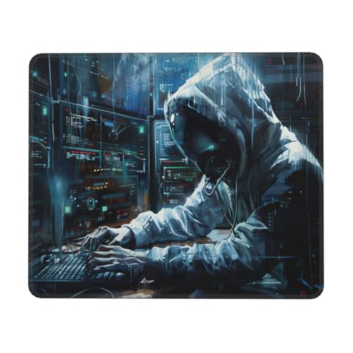 Mauspad mit Hacker Attack Print mit genähten Kanten, Premium-Textur-Mauspad, rutschfeste Gummiunterseite, Mauspad für Gaming, Laptop, Computer Mauspad mit Hacker Attack Print mit genähten Kanten, Premium-Textur-Mauspad, rutschfeste Gummiunterseite, Mauspad für Gaming, Laptop, Computer von Hingor