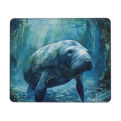Mauspad mit Seekuh mit genähten Kanten, Premium-Textur-Mauspad, rutschfeste Gummiunterseite, Mauspad für Gaming, Laptop, Computer Mauspad mit Seekuh mit genähten Kanten, Premium-Textur-Mauspad, rutschfeste Gummiunterseite, Mauspad für Gaming, Laptop, Computer von Hingor