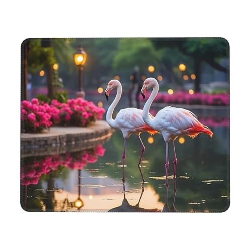 Mauspad mit rosa Flamingo-Muster mit genähten Kanten, Premium-Textur-Mauspad, rutschfeste Gummiunterseite, Mauspad für Gaming, Laptop, Computer Mauspad mit rosa Flamingo-Muster mit genähten Kanten, Premium-Textur-Mauspad, rutschfeste Gummiunterseite, Mauspad für Gaming, Laptop, Computer von Hingor