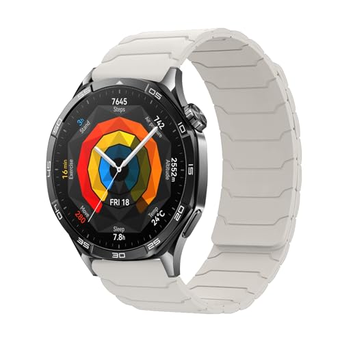 Hinnwer 20mm Armband Kompatibel mit Amazfit Active 2/Amazfit Active/GTR Mini/GTS 4/GTS 4 Mini/Bip 3, Starke Magnetische Loop Silikon Ersatzarmband für Amazfit Bip 3 Pro/GTS 3/GTS 2e Sternenlicht von Hinnwer