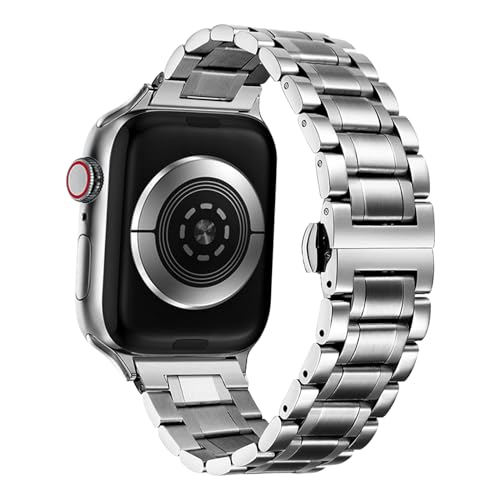 Hinnwer Armband für Apple Watch 41mm 40mm 38mm Edelstahl Metall Ersatzarmbänder Verstellbarer Metallarmband Schnellverschluss für Apple Watch SE/iWatch Series 9/8/7/6/5/4/3/2/1 Silber von Hinnwer