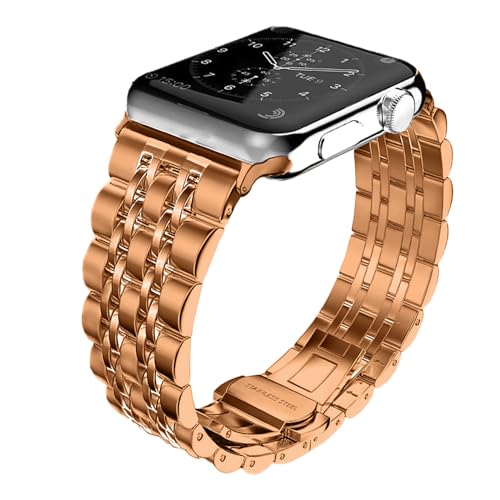 Hinnwer Armband für Apple Watch 49mm 45mm 44mm 42mm Damen Ersatzarmbänder Edelstahl Metall replacement bracelet Kompatibel mit Apple Watch Ultra2 Ultra SE2 SE Series 9 8 7 6 5 4 3 2 1 (Roségold) von Hinnwer