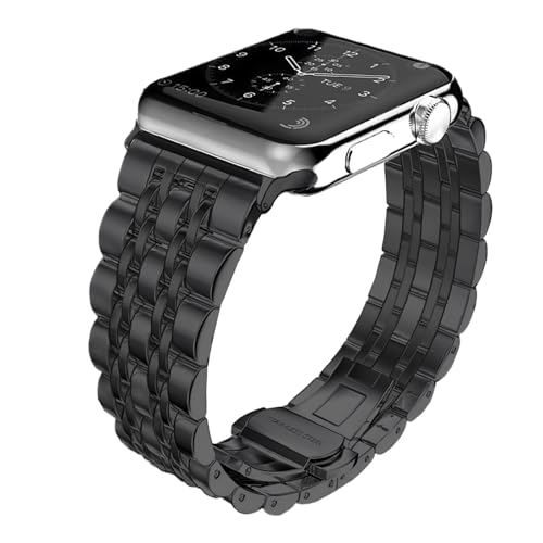 Hinnwer Armband für Apple Watch 49mm 45mm 44mm 42mm Damen Ersatzarmbänder Edelstahl Metall replacement bracelet Kompatibel mit Apple Watch Ultra2 Ultra SE2 SE Series 9 8 7 6 5 4 3 2 1 (Schwarz) von Hinnwer