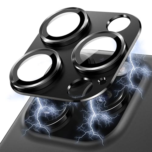 Hinnwer Kameraschutz für iPhone 16 Pro/iPhone 16 Pro Max für Panzerglas [Blasenfrei] [Anti-Kratzer] [Ultra-Klar 9H Härte] Metallring Linsenschutz für iPhone 16 Pro/iPhone 16 Pro Max - Schwarz von Hinnwer