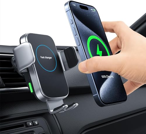 Hinyx Kabelloses Auto Ladegerät, Auto Handyhalterung Mit Ladefunktion Automatischer Induktion, Qi 15W Fast Wireless Charger Auto für iPhone 14/15/12 Pro Max/XS,Samsung S20/Note10,Huawei LG von Hinyx