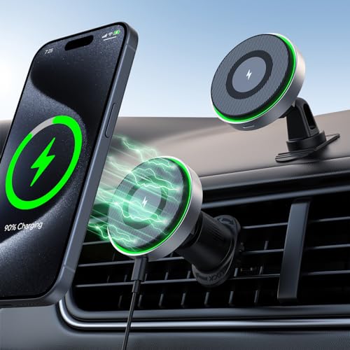 Mag-Safe Handyhalterung Auto mit Ladefunktion, Hinyx Autohalterung Ladegerät Magnet Zubehör, Handyhalter kompatibel mit iPhone16/15/14/14/13 Pro Max/14 Plus&Samsung S9 Mag-Safe Handyhalterung Auto mit Ladefunktion, Hinyx Autohalterung Ladegerät Magnet Zubehör, Handyhalter kompatibel mit iPhone16/15/14/14/13 Pro Max/14 Plus&Samsung S9 von Hinyx